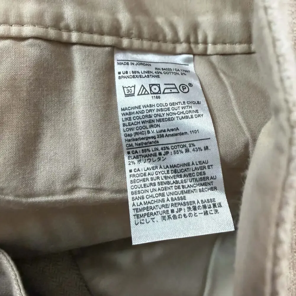 Banana Republic Herringbone Linen Blend Seafarer Pants Womens 10 Beige NWT